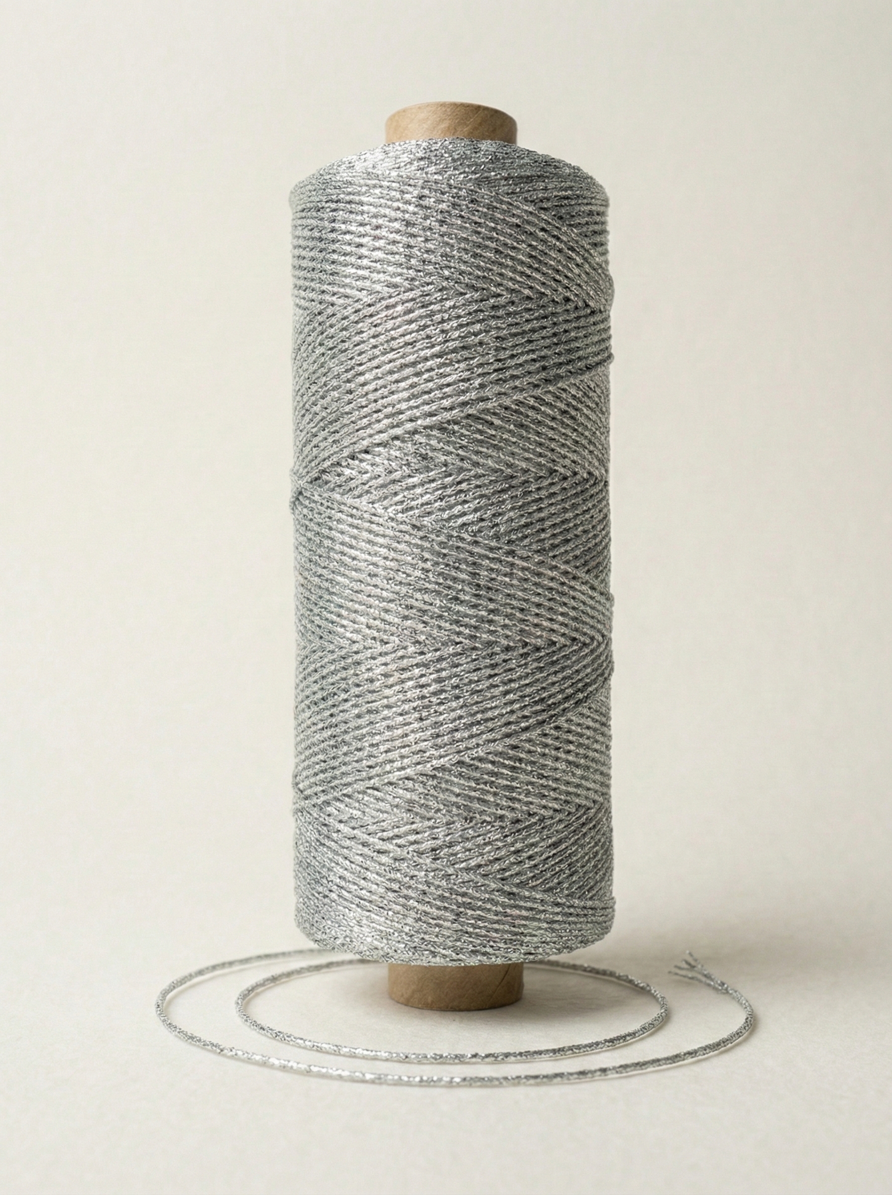 Silver metallic notarial cord on spool