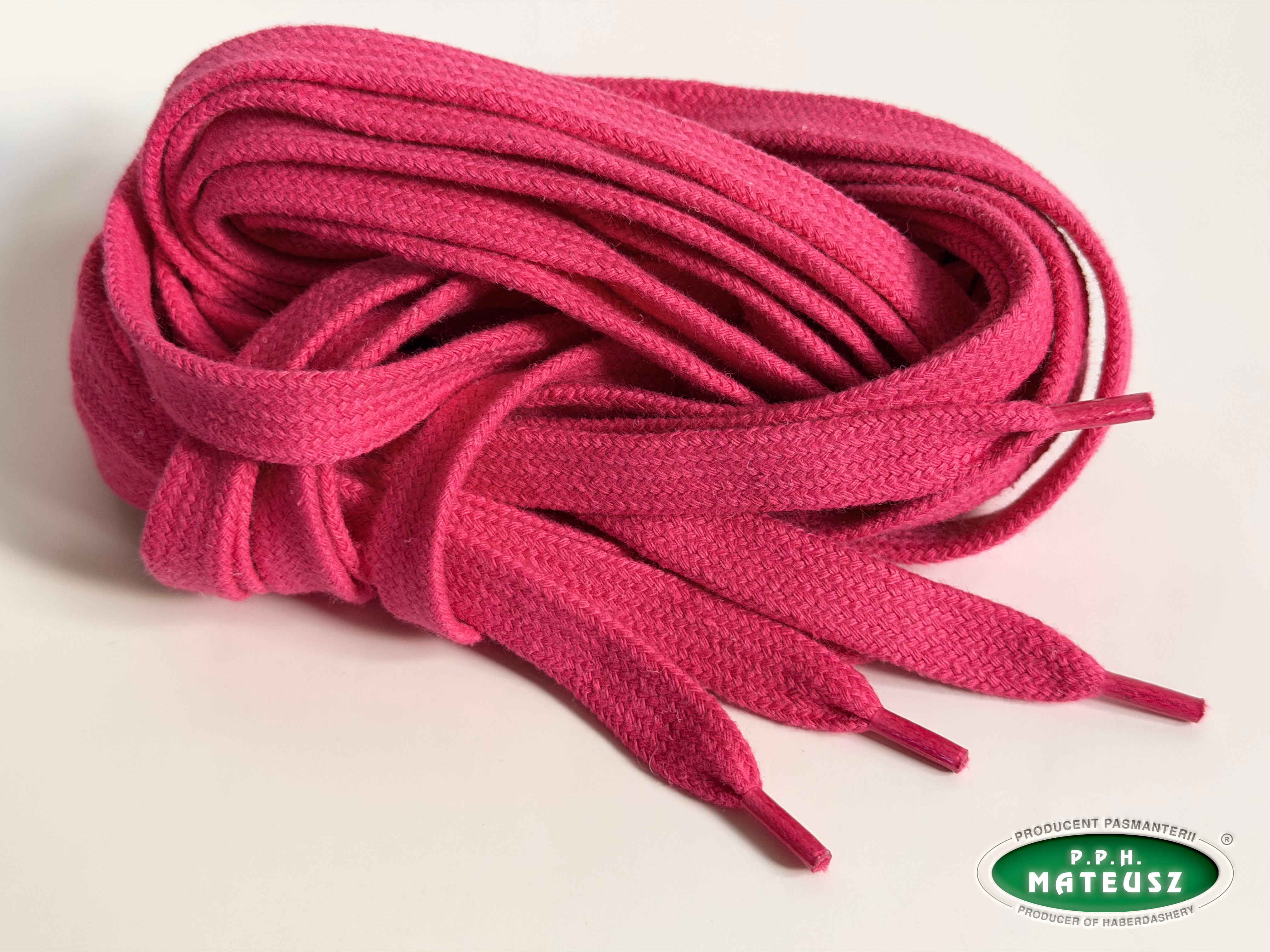 Ciemnoróżowe płaskie sznurki bawełniane do bluz - drugie ujęcie