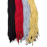 sznurki odzieżowe z bawełny w kolorach: czarnym, czerwonym, szarym, złotym